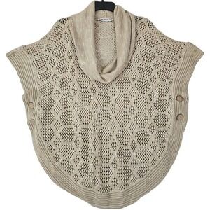 Two-One-Two New York ~Woman Size XL~ Beige Knit Cowl Neck Kimono Sweater Boho.